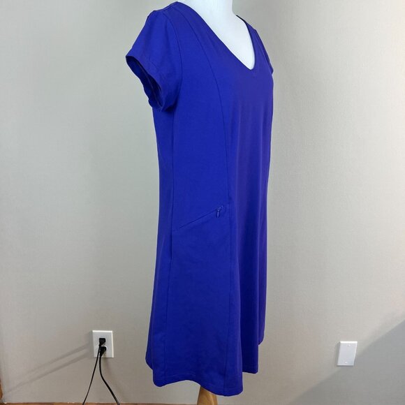 Toad & Co Dress Womens M Purple V-Neck Short Sleeve A-Line Stretch Aquaculture - Picture 4 of 11